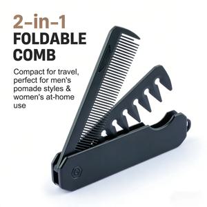 새로운 스타일 2 in 1 포켓 접이식 빗 이발사 헤어 클리퍼 빗 헤어 스타일링 도구 전문 살롱 와이드 톱 오일 헤드 빗