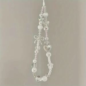 한국어 귀여운 화이트 스타 진주 비즈 전화 체인 트렌디 펜던트 ZY 아이폰용 유니버설 액세서리 끈 걸이용 로프 소녀용