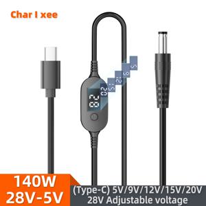 USB C-DC 전원 케이블 140W 타입 C-5V 9V 12V 15V 20V 28V 조절 가능 전압 어댑터 연결 케이블 (노트북, 라우터용)