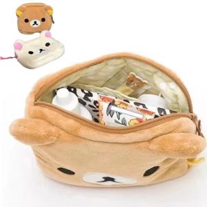 리락쿠마 귀여운 메이크업 정리 가방 만화 곰 인형 카와이 화장품 가방 화장대 뷰티 케이스 귀여운 필통