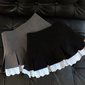 플럼 엣지 하이웨이스트 플리츠 숏 스커트 여성 하이웨이스트 플리츠 스커트 팬츠 A라인 스커트 여름 신상 스커트