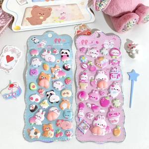 1장 창의적인 3D 엠보스 스티커 귀여운 만화 토끼 곰 고양이 패턴 전화기 케이스 컴퓨터 장식 재료 릴리프 패치 ZYF