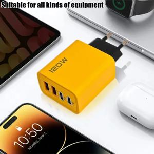 총 120W 4포트 USB 타입 C 고속 충전기 - 휴대폰 및 태블릿용 고속 충전 도크