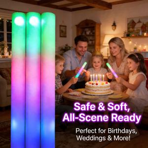 15/30개 RGB LED 파티용품 야광봉 다채로운 LED 야광 스틱 폼 스틱 응원봉 어둠 속에서 빛나는 생일/웨딩용