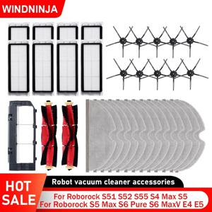 로보락 S6 MaxV S6 Pure E4 E5 S5 S5 Max S4 Max S51 S52 S55 HEPA 필터 걸레 천 롤러 사이드 브러시 진공 청소기 부품 액세서리