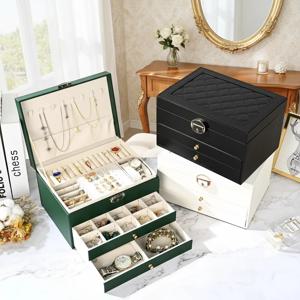 고급 다층 서랍형 보석함 가정용 대용량 귀걸이 보관함 산화 마감