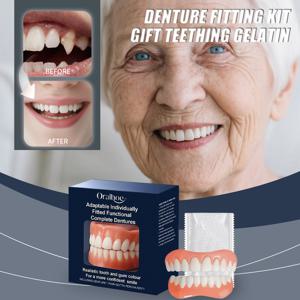 조절 가능한 치아 세트 미백 실리콘 틀니 세트 임시 교정용 치아 틀니 가짜 치아 구강 위생 관리 1쌍