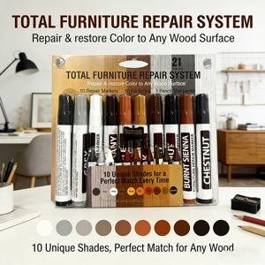 6-21개 가구 수리 키트 마커 세트, 목재 보수 마커 및 채우기 스틱, 어떤 목재 표면에도 있는 흠집, 얼룩, 덴트를 수리합니다