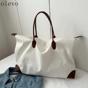 단색 방수 옥스포드 나일론 토트백 한국 가죽 트림 언더암 숄더백 출퇴근용