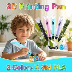 어린이용 3D 펜, LCD 화면이 있는 3D 드로잉 프린팅 펜, PLA 1.75mm 필라멘트 포함, 어린이용 장난감, 크리스마스 생일 DIY 선물