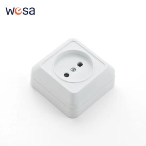 화이트 EU 표준 플러그 소켓 난연성 전기 콘센트 페인트 플라스틱 접지 없음 벽걸이형 클래식 250V 표면형