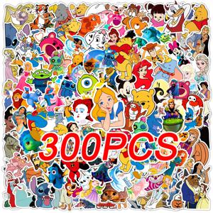 50/100/200/300pcs 디즈니 혼합 애니메이션 시리즈 스티커 귀여운 미키 공주 만화 데칼 수하물 전화 노트북 스티커 장난감 선물