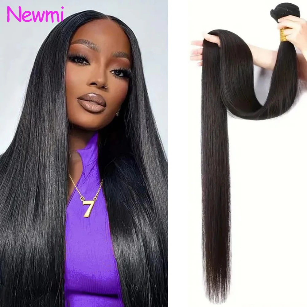 뉴미 스트레이트 인모 번들 12A 100% 미가공 브라질산 버진 인모 연장 천연 블랙 1개 번들