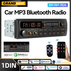 레트로 MP3 자동차 라디오 플레이어 1 DIN 스테레오 EQ FM AM RDS DAB 수신기 QC3.0 블루투스 USB AUX 입력 VW 포르쉐 메르세데스 벤츠 BMW용
