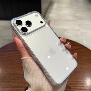 아이폰 17 에어 16 15 14 13 12 11 프로 맥스 XS XR X 플러스용 투명 하드 아크릴 폰 케이스, 소프트 충격 방지 범퍼 커버