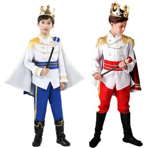 레드 더 킹 프린스 코스프레 의상 할로윈 카니발 파티 블루 망토 홀 휘장 왕관 재킷 프린스 슈트 7종 메이크업 파티