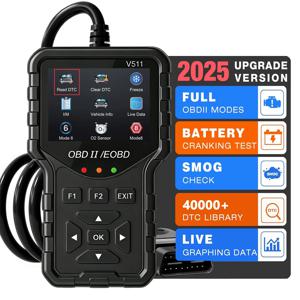 2025년 신모델, 8개 언어 지원, 전문가용 OBD2 자동차 진단 도구, 제조사 직송, V511 전문 코드 리더 및 스캔 도구, 오류 코드 삭제, 실시간 데이터 스트림, 엔진 오류 코드 판독 및 리셋 도구, 강력하고 현대적인 디자인, 견고한 구조, 배터리 필요 없음