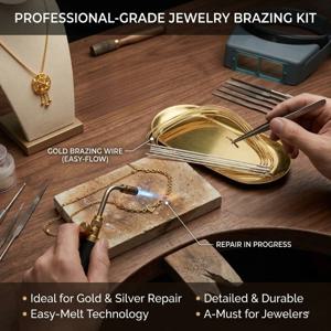 은 용접봉 금 납땜 와이어 (보석 수리용) - 전문가급 간편 용융 브레이징 금속 납땜 재료 키트