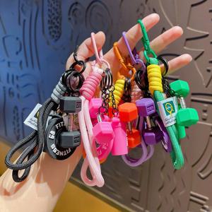 피트니스 시리즈 탈부착 가능한 바벨 플레이트 키체인, 시뮬레이션 덤벨 및 물컵 키링, 창의적인 탈부착 가능한 펜던트