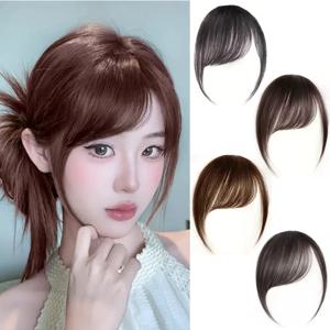 클립형 인조 에어뱅 헤어 익스텐션, 여성용 자연스러운 사선 앞머리 가발, 블랙 브라운 데일리 스타일링 액세서리