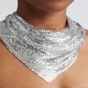 나이트클럽 파티용 스팽글 스카프, 펑크 넥 스카프, 무대 공연용 목걸이, 반짝이는 헤드스카프, 넥웨어