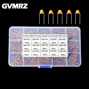 450PCS 모놀리식 세라믹 커패시터 키트 10pF - 100NF 50V 10PF 30PF 47PF 56PF 68PF 100PF 200PF 300PF PF 10NF 100NF MLCC 박스 포함