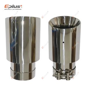 자동차 스테인리스 스틸 이중 레이어 머플러 팁 범용 배기 파이프 머플러 노즐 장식 엔드 베벨 실버