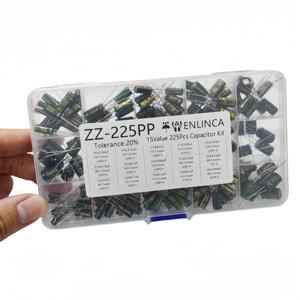 225개/상자 커패시터 키트 알루미늄 전해 커패시터 세트 15값 16V-50V 1uF-470uF 모듬 키트 보관 낮은 ESR