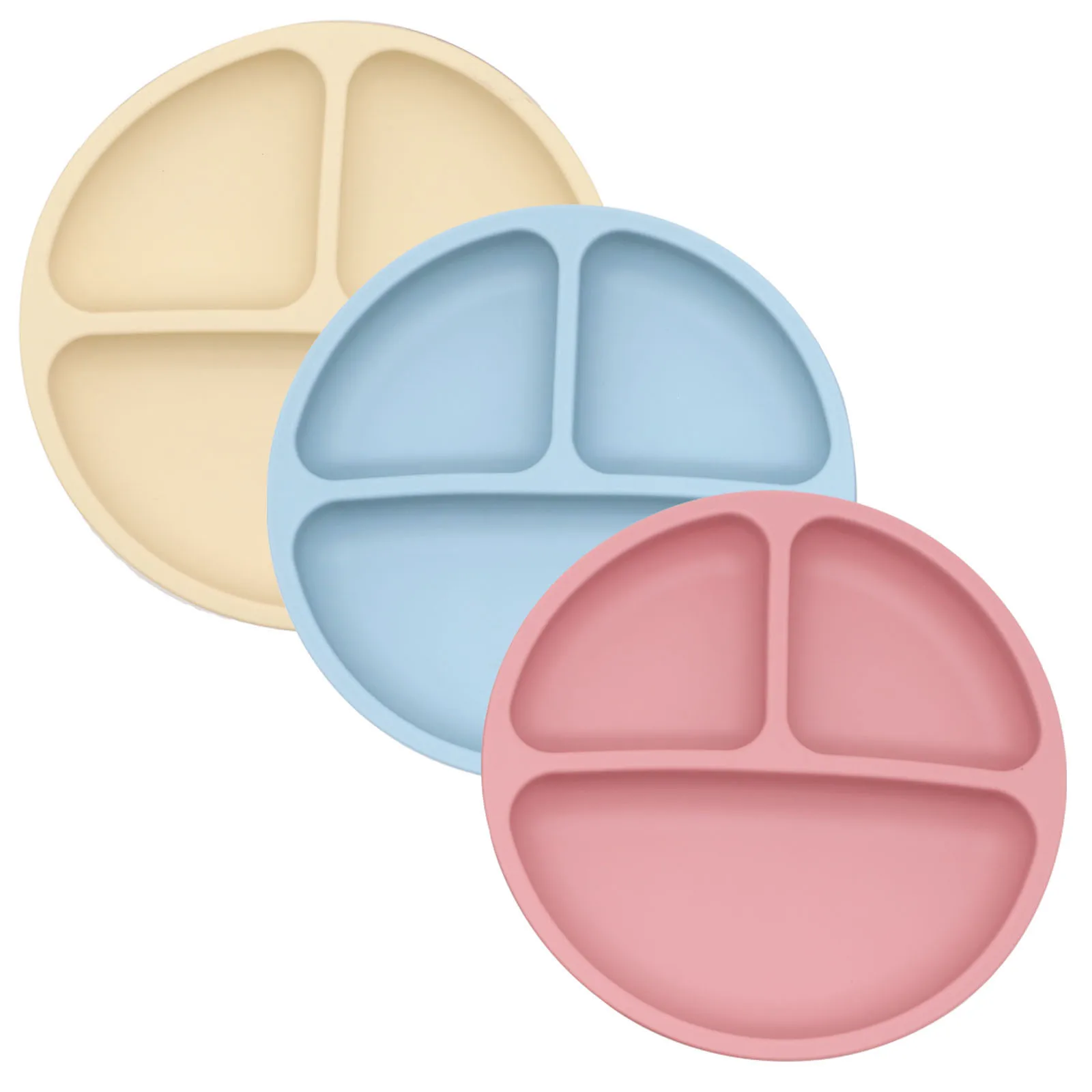 아기 보완 식품 식기류를 위한 강력한 흡입력을 갖춘 식품 등급 실리콘 분할 플레이트