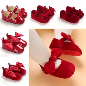 신생아 소녀를 위한 세련된 빨간색 아기 신발 천 바닥 우아하고 고상한 캐주얼 첫 워킹 슈즈