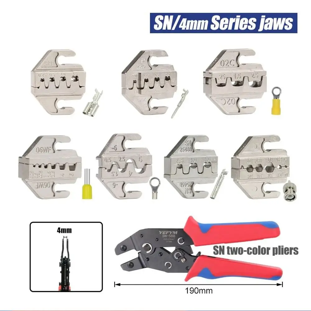 압착 공구 플라이어, 단추형 터미널용 합금 조, 조 슬롯 폭 4mm, SN-2546B 58B 02C 03H 06WF X6 / 06 48BS 사용