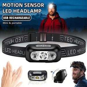 모션 센서 충전식 헤드라이트 플래시라이트 LED 초강력 헤드라이트 낚시용 헤드램프 LED 이마 램프 플래시라이트