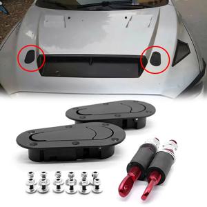 2Pcs 블랙 프론트 후드 엔진 보닛 핀 래치 잠금 장치 레이싱 카용 범용, 키가 있거나 없이 안전 보호