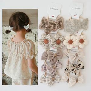 10Pcs 어린이 꽃 헤어 액세서리 헤어 활 머리 장식 로프 귀여운 소녀 헤어 밴드 유행 수제 탄성 사랑스러운 Hairbands