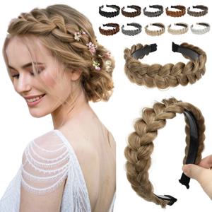 SARLA 고품질 합성 섬유 브레이드 헤어밴드 가발, 피쉬테일 브레이드 헤어밴드, 보헤미안 스타일 여성 헤어 액세서리 가발, 수이