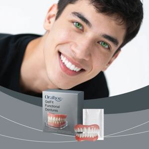 베니어 치아 실리콘 키트 치아 틈 채우기 교정용 상하 가짜 치아 부드러운 장식용 편안한 사실적인 틀니 세트