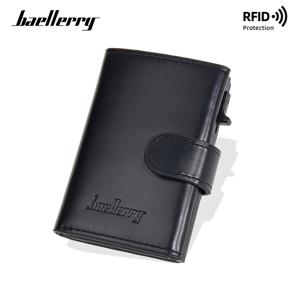 남성용 자동 팝업 슬라이드 버튼이 있는 Baellerry 알루미늄 카드 홀더, RFID 차단 금속 지갑 긁힘 방지