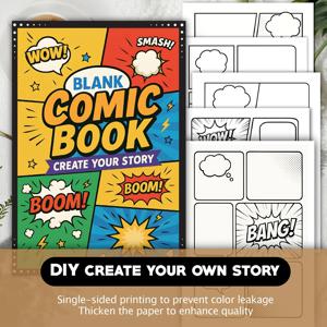 30매 만화 스케치북 빈 만화책 DIY 드로잉 북 다중 템플릿 말풍선 그래픽 소설 창작 드로잉 북 도구
