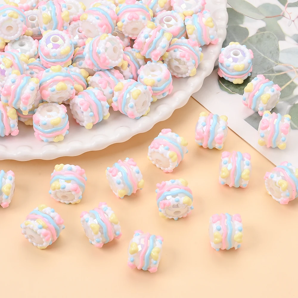 10개 16mm 컬러풀 레진 비즈 아기 이갈이용 비즈 펜던트 체인 목걸이 액세서리 유아용 씹기 장난감