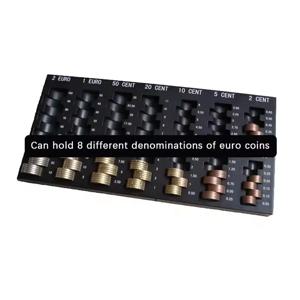 새로운 1pcs 편리한 블랙 유럽 스토리지 박스 유니버설 동전 디스펜서 포켓 주최자 상자 플라스틱 동전 주최자 트레이 선물