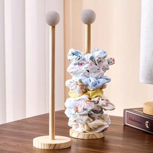 단단한 나무 머리끈 및 액세서리 정리함 - 헤어 액세서리 및 머리띠 조리대 보관에 적합한 세련된 디스플레이 스탠드