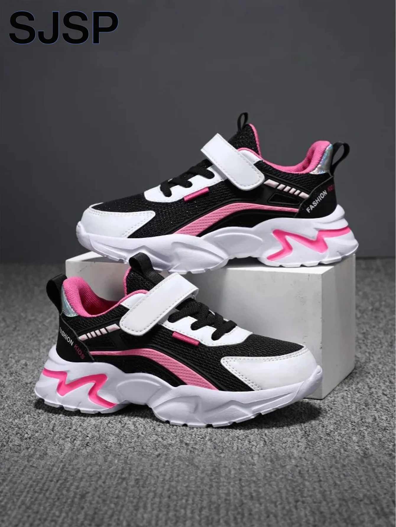 어린이 캐주얼 핑크색 여아용 메쉬 통기성 신발, 7-15세 청소년 및 학생을 위한 세련된 경량 러닝화, 여아용 아동 스포츠화