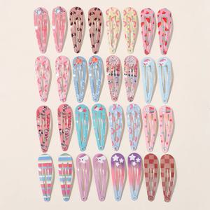 30PCS 무작위 색상 아기 BB 클립 하트 타입 금속 캔디 컬러 소녀 헤어핀 헤어 클립 어린이 헤드웨어 어린이 액세서리