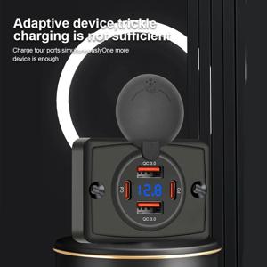 듀얼 PD 듀얼 QC 3.0 USB 차량용 충전기 96W 고속 충전 소켓 패널 USB 전원 방수 12V/24V 차량 보트 트럭 버스 RV용
