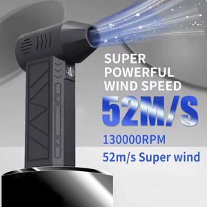 새로운 130000RPM 터보 제트 팬 전동 에어 더스터, 풍속 조절 가능 터보 강력 블로워, 라이트 포함 충전식, 자동차 청소용