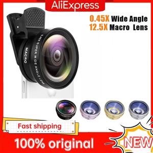 2가지 기능 모바일 폰 렌즈 0.45X 광각 렌즈 & 12.5X 매크로 HD 카메라 렌즈 아이폰 안드로이드 폰 스마트폰 겸용