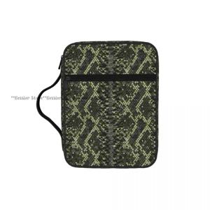 성경 커버 가방, 교회 가방, 뱀피 무늬 성경 보호 가방, 손잡이와 지퍼 포켓이 있는 태블릿 핸드백