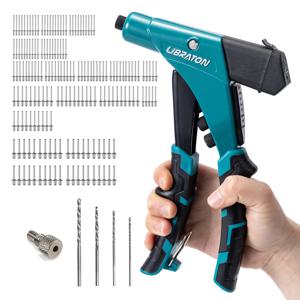LIBRATON Protable 헤비듀티 리베터 세트 185PCS 금속, 목재 및 플라스틱용 샤프트 컨테이너가 포함된 수동 리베팅 도구 세트