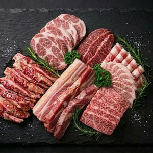 [돼지껍데기/콩가루추가] 캠핑 패밀리 풀코스 자이언트팩 2.4kg 한돈 소고기 구이 모둠