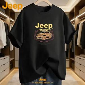 JEEP 100% 순면 반팔 티셔츠, 라운드넥, 트렌디, 캐주얼, 슬리밍, 반팔, 풀숄더 베이스 레이어